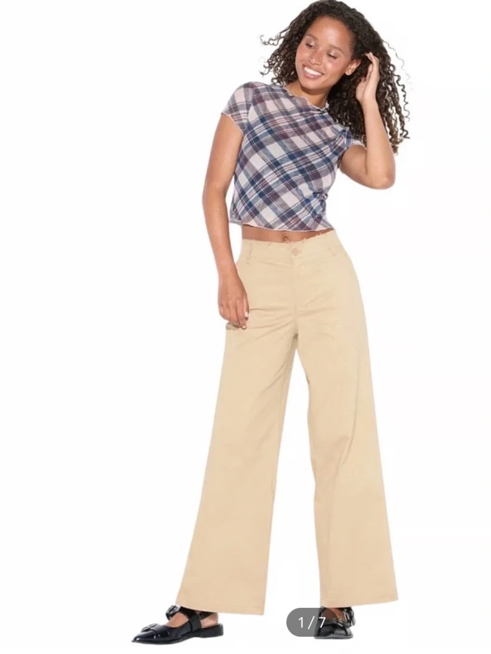 wild fable Beige Wide-Leg High-Rise Pants